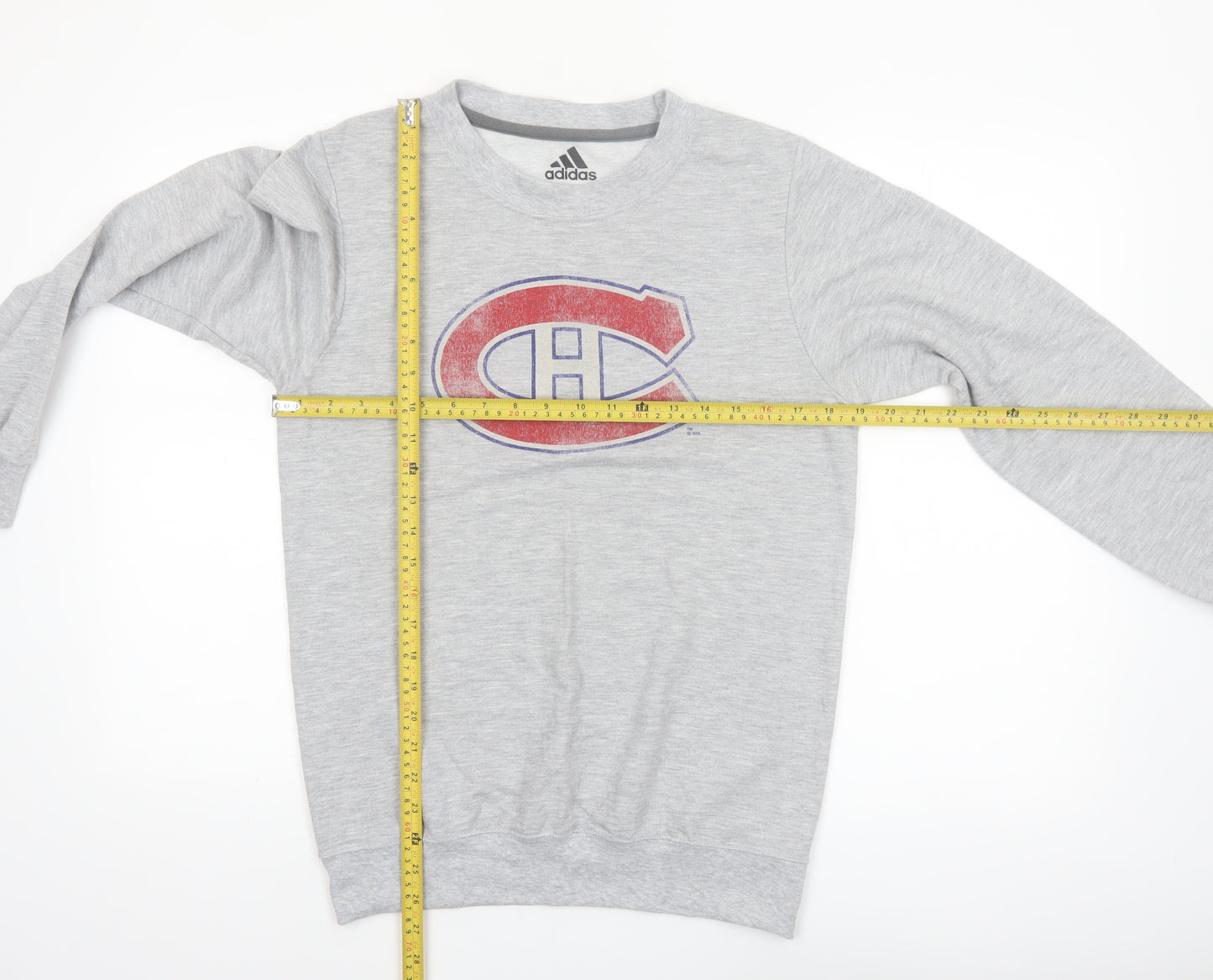 adidas Men’s Grey Graphic Crew Neck Pullover Sweatshirt Size S