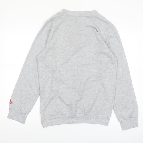 adidas Men’s Grey Graphic Crew Neck Pullover Sweatshirt Size S