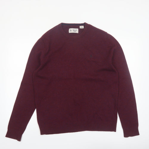 Original Penguin Men's Red Wool Crew Neck Jumper Size L