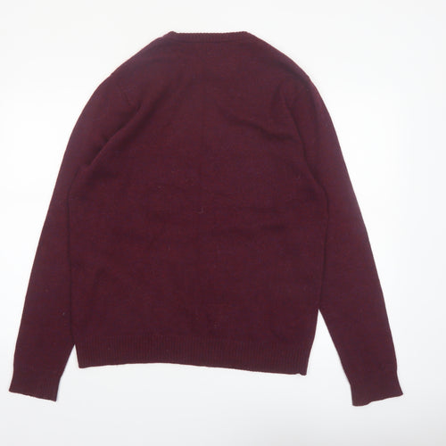 Original Penguin Men's Red Wool Crew Neck Jumper Size L