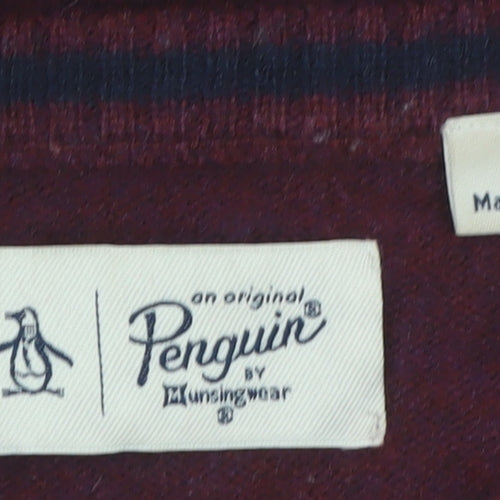 Original Penguin Men's Red Wool Crew Neck Jumper Size L