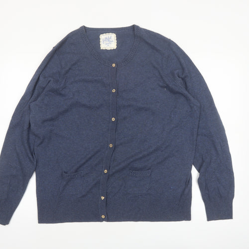 Mantaray Women’s Blue 100% Cotton Cardigan Size 20 Classic Style