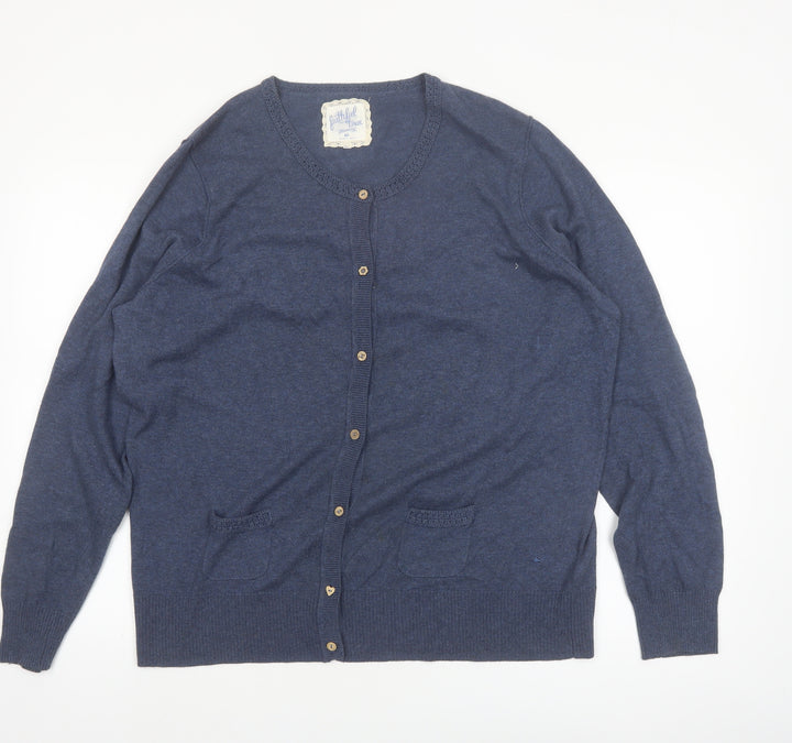 Mantaray Women’s Blue 100% Cotton Cardigan Size 20 Classic Style