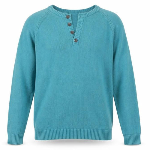Cotton Traders Men's Green Henley Jumper Size L 100% Cotton