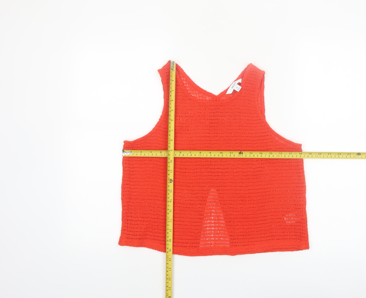 Next Womens Red Cropped Knit Tank Top M Cotton Blend