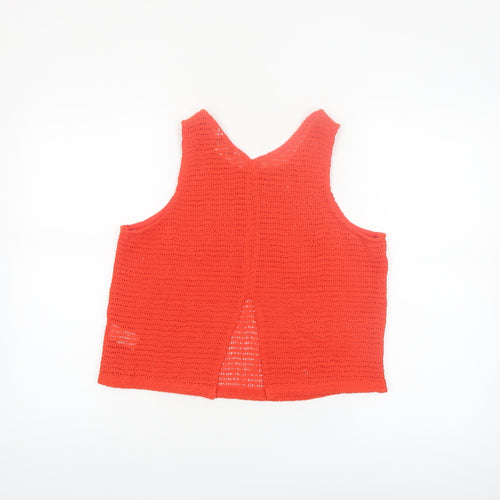 Next Womens Red Cropped Knit Tank Top M Cotton Blend