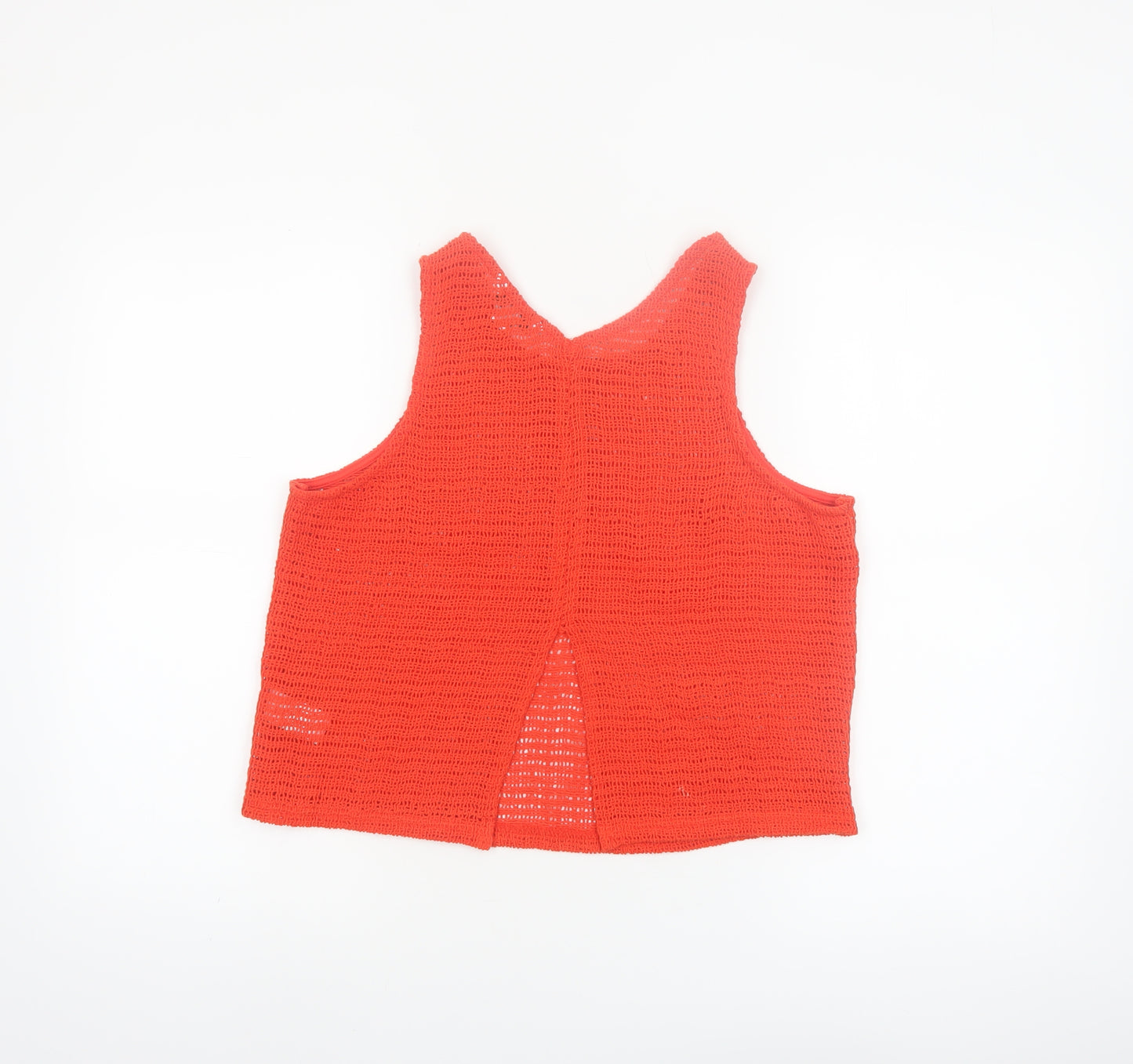 Next Womens Red Cropped Knit Tank Top M Cotton Blend