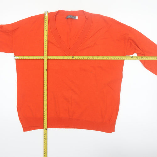 Mint Velvet Women's Orange V-Neck Pullover Jumper Size S