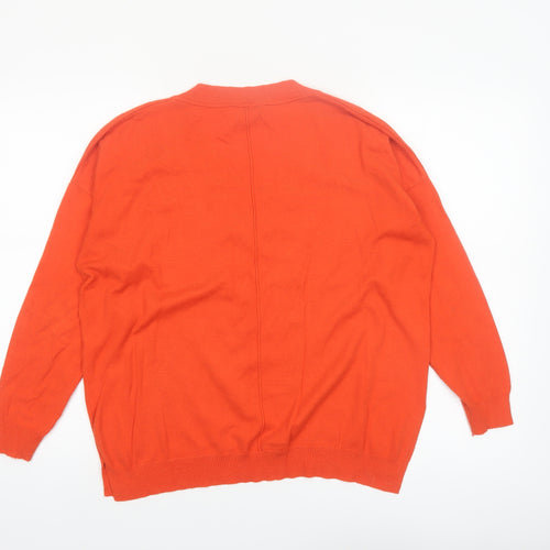 Mint Velvet Women's Orange V-Neck Pullover Jumper Size S