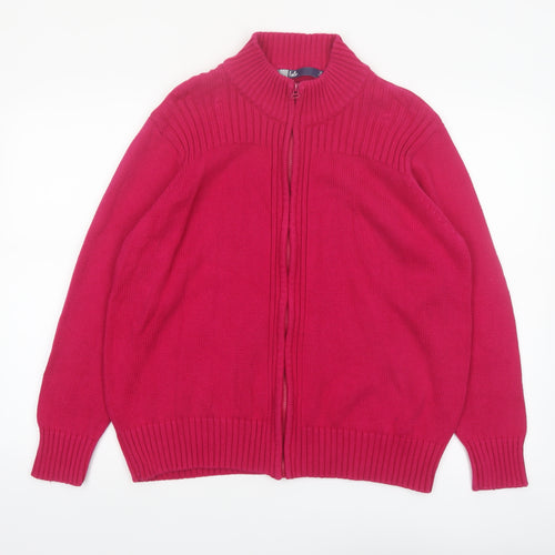 Isle Womens Pink Full Zip Cotton Knit Jumper Size 22 Plus