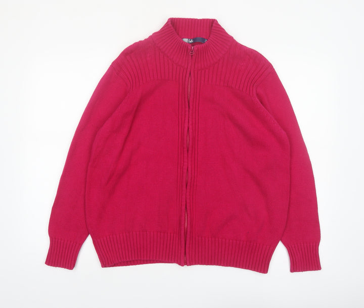 Isle Womens Pink Full Zip Cotton Knit Jumper Size 22 Plus