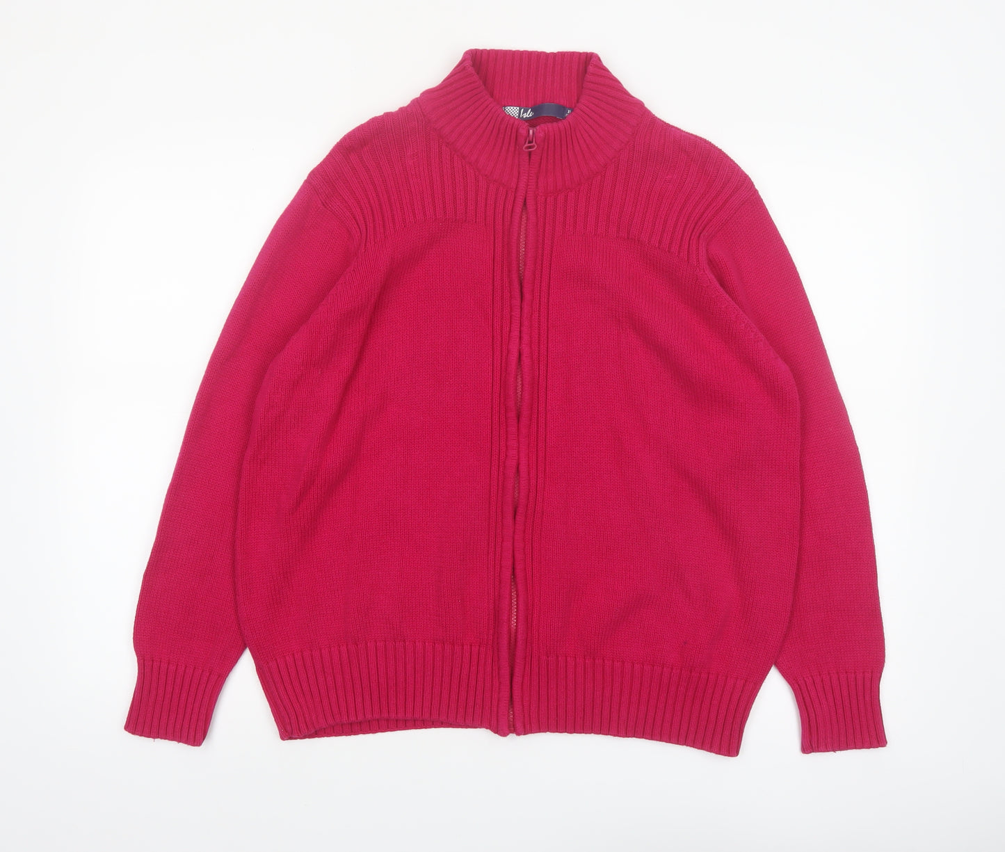 Isle Womens Pink Full Zip Cotton Knit Jumper Size 22 Plus