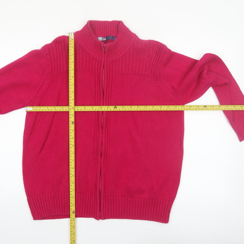Isle Womens Pink Full Zip Cotton Knit Jumper Size 22 Plus