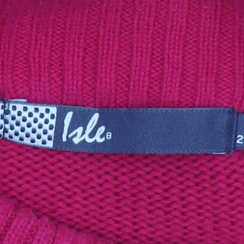 Isle Womens Pink Full Zip Cotton Knit Jumper Size 22 Plus