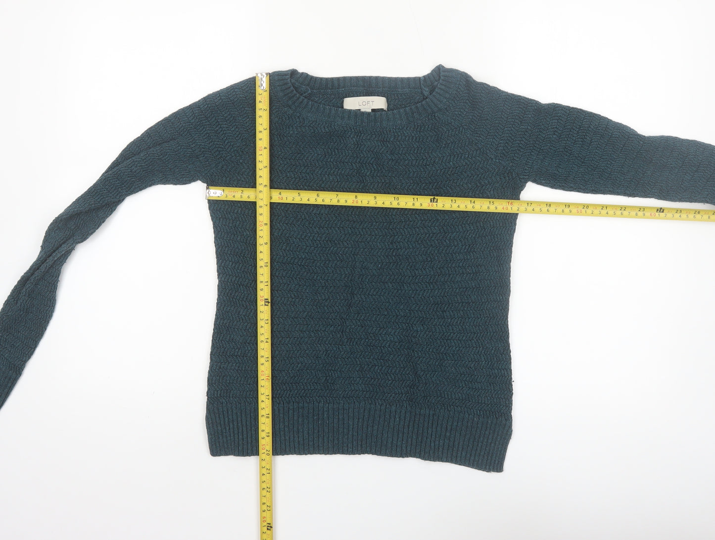 Ann Taylor Loft Women’s Teal Cable-Knit Jumper XS