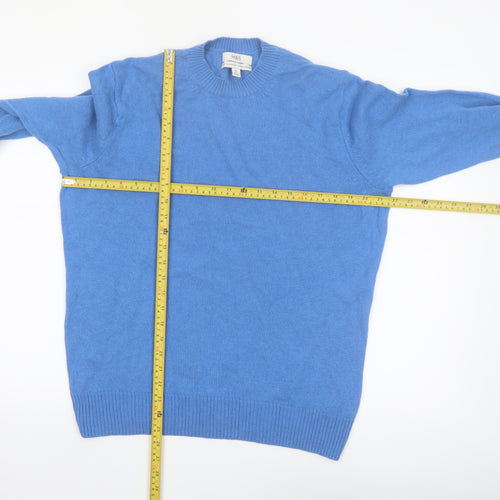 Marks and Spencer Men's Blue Wool Crew Neck Jumper Size M