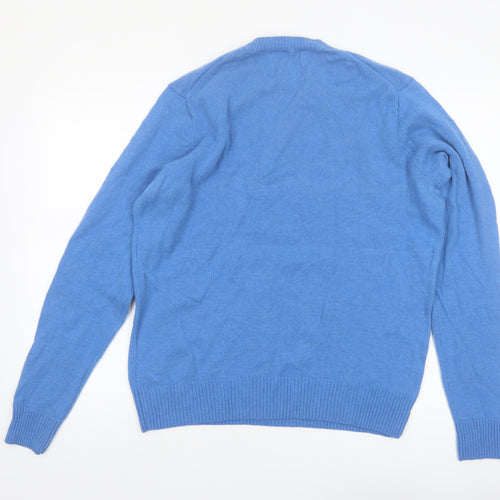 Marks and Spencer Men's Blue Wool Crew Neck Jumper Size M