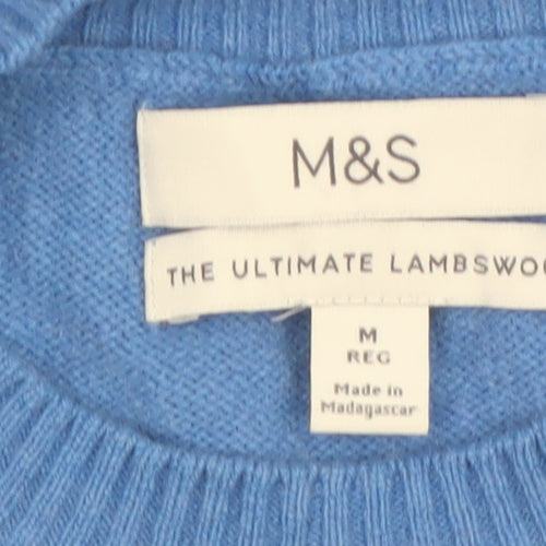 Marks and Spencer Men's Blue Wool Crew Neck Jumper Size M