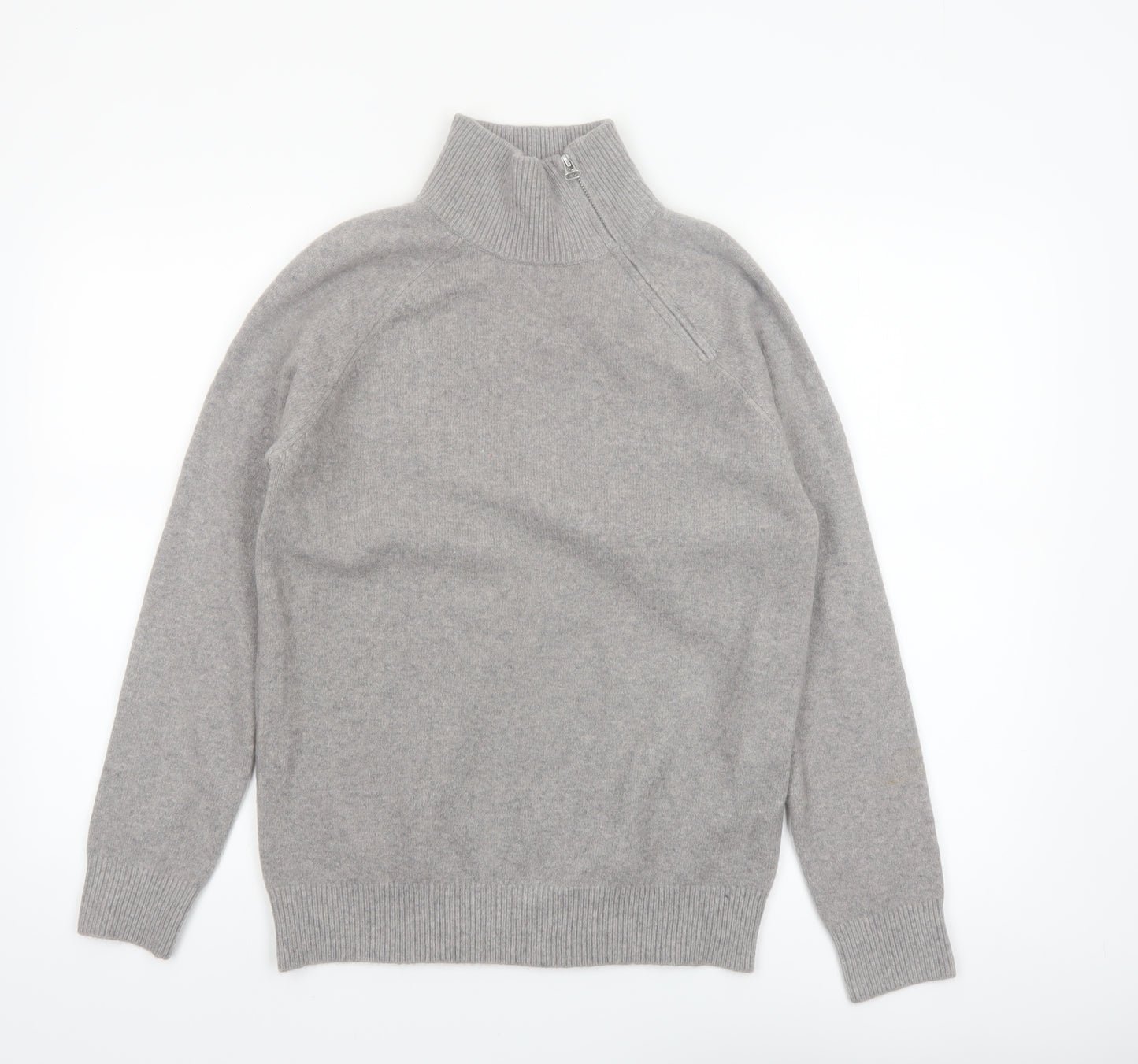 Marks and Spencer Women's Grey High Neck Zip Knit Jumper XS