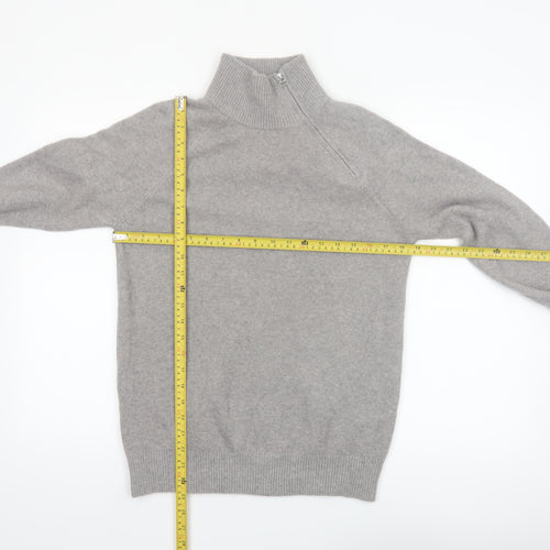 Marks and Spencer Women's Grey High Neck Zip Knit Jumper XS