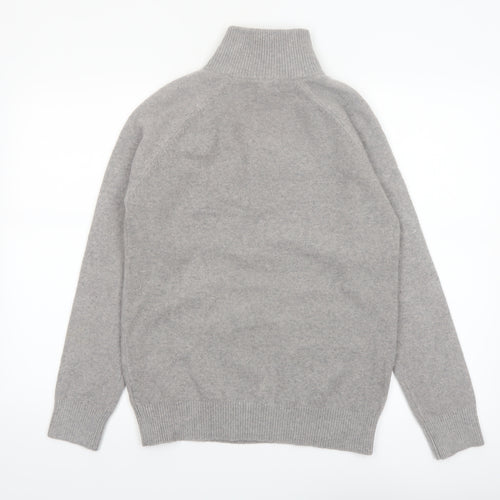 Marks and Spencer Women's Grey High Neck Zip Knit Jumper XS
