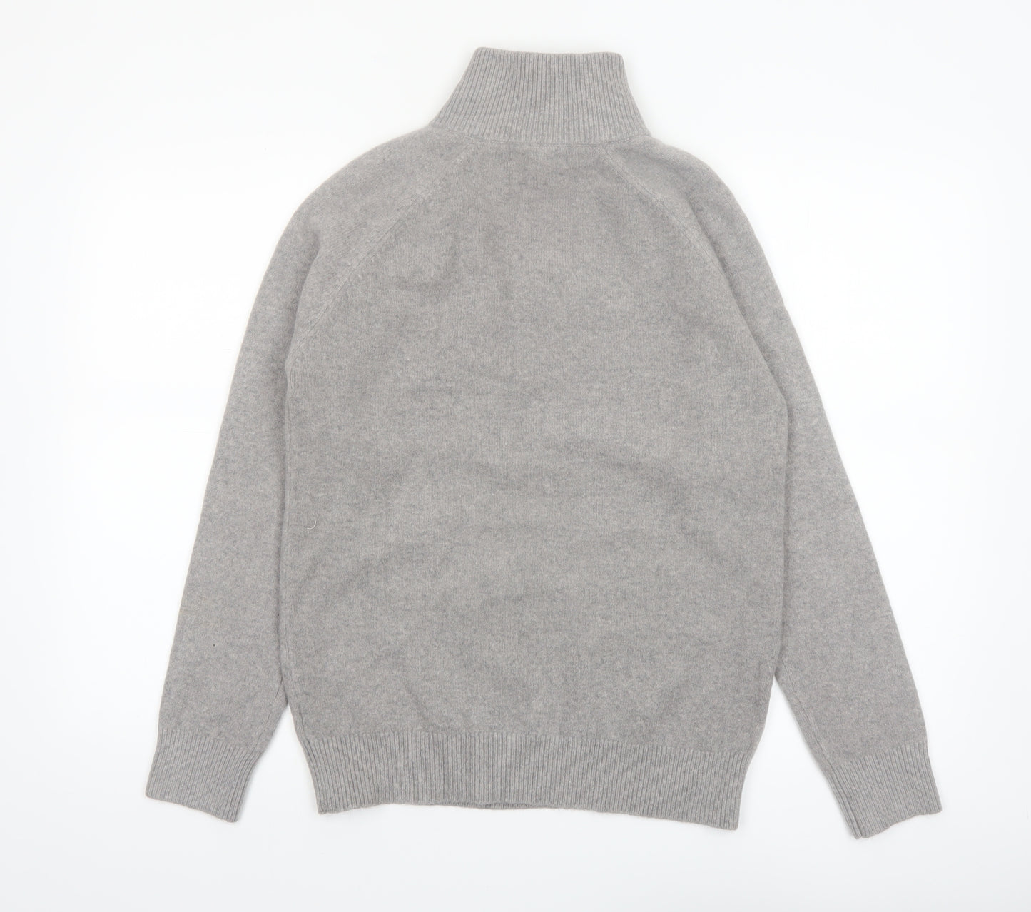 Marks and Spencer Women's Grey High Neck Zip Knit Jumper XS