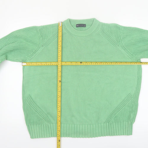 Marks and Spencer Women's Green Cotton Crew Neck Jumper L