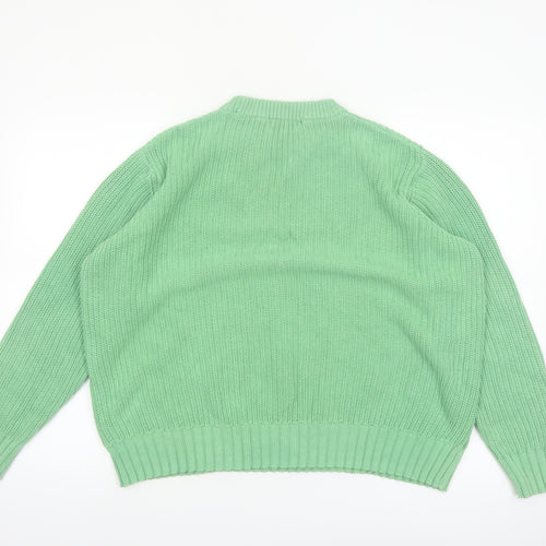 Marks and Spencer Women's Green Cotton Crew Neck Jumper L