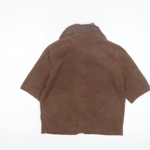Marks and Spencer Women Brown Collared Short Sleeve Cardigan XS