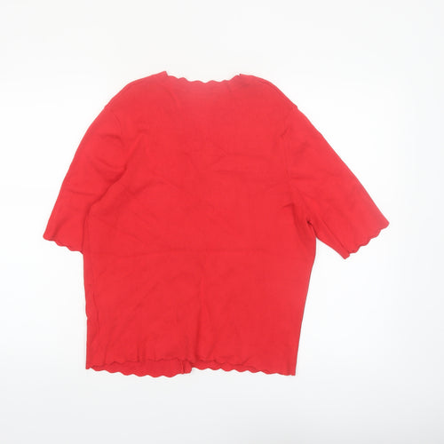 Marks and Spencer Women's Red Short Sleeve V-Neck Cardigan L