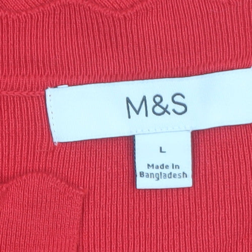 Marks and Spencer Women's Red Short Sleeve V-Neck Cardigan L