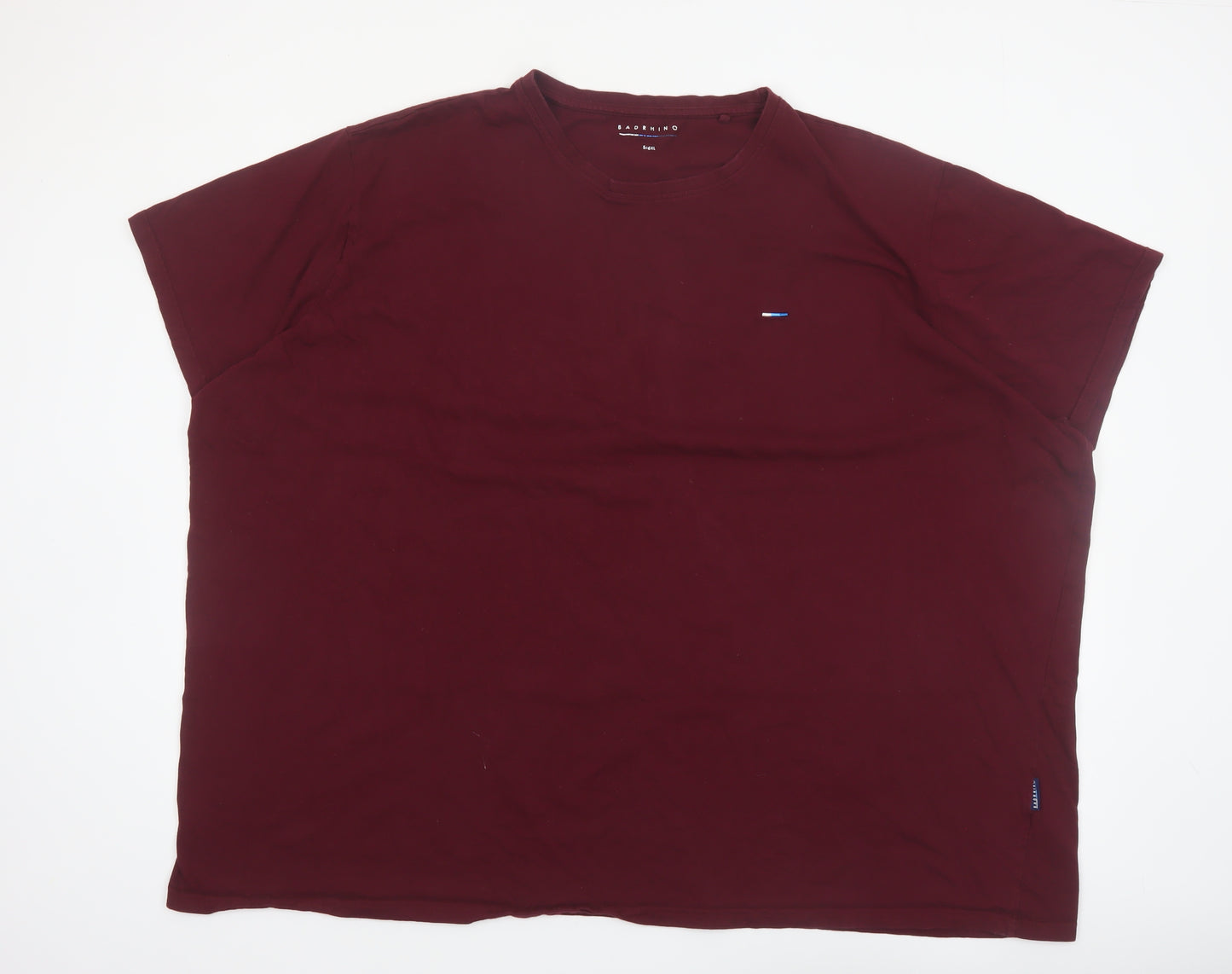 BadRhino Men's Burgundy Cotton Crew Neck Short Sleeve T-Shirt 5-6XL