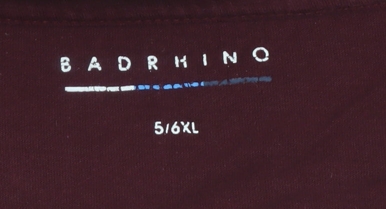 BadRhino Men's Burgundy Cotton Crew Neck Short Sleeve T-Shirt 5-6XL