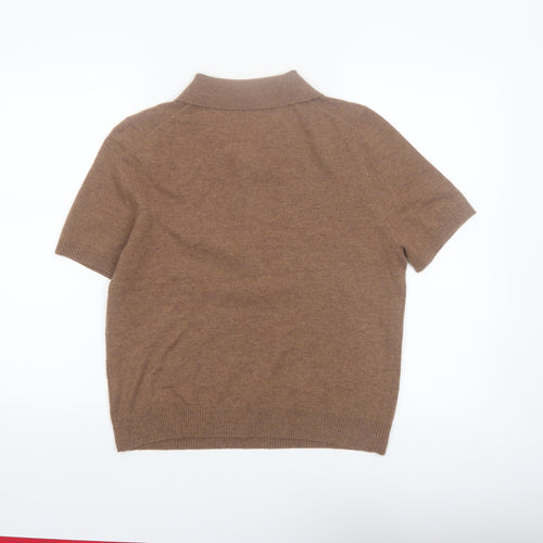 Marks and Spencer Autograph Brown Wool Cashmere Collared Henley Jumper Women's M