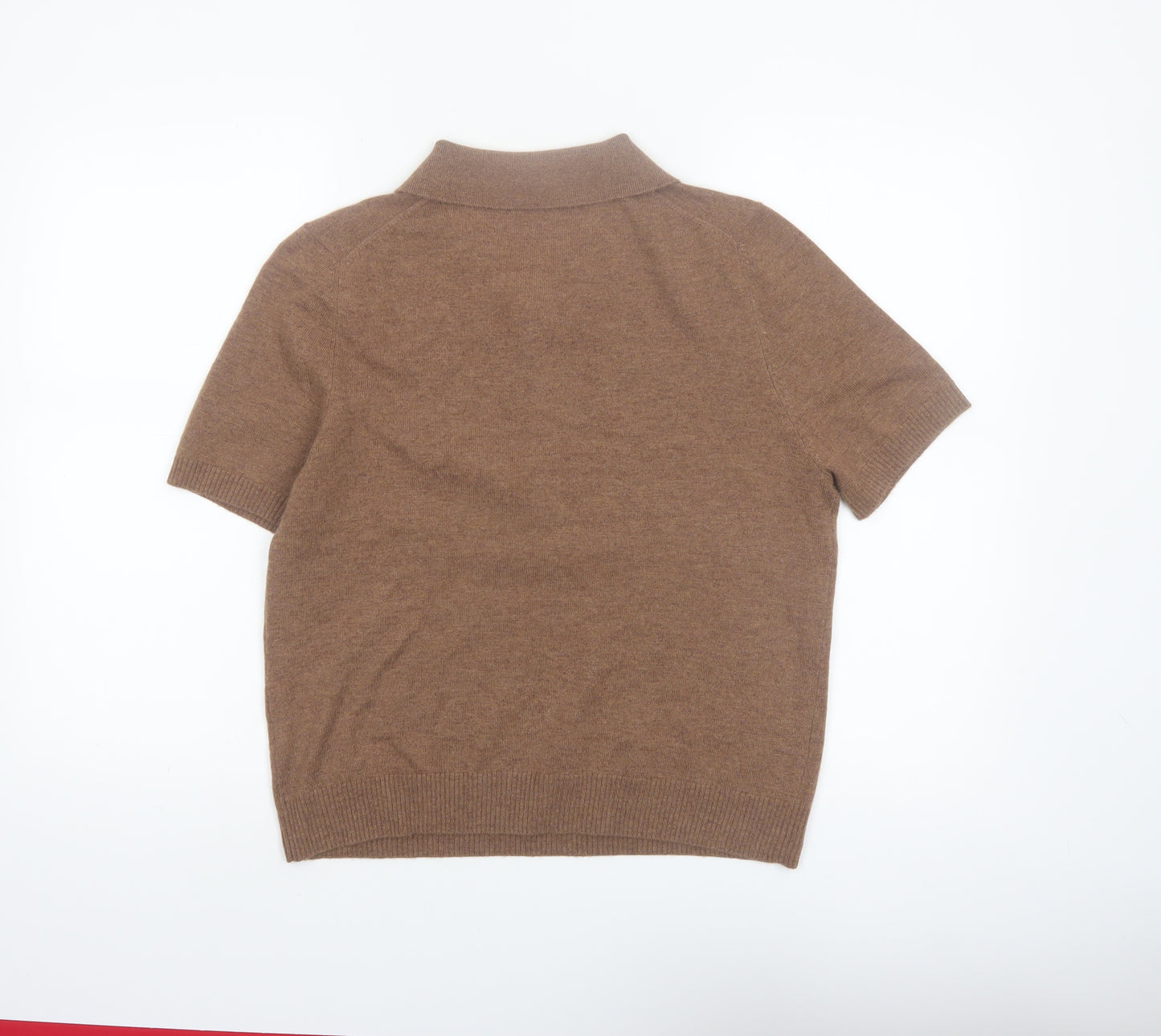 Marks and Spencer Autograph Brown Wool Cashmere Collared Henley Jumper Women's M