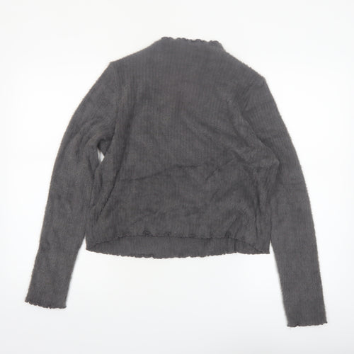 Marks and Spencer Women Grey Size 12 Mock Neck Long Sleeve Jumper