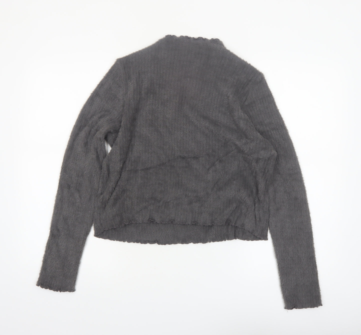 Marks and Spencer Women Grey Size 12 Mock Neck Long Sleeve Jumper