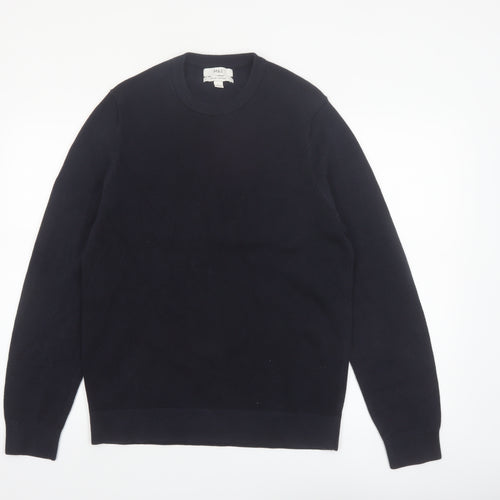 Marks and Spencer Men's Black Cotton Crew Neck Jumper L