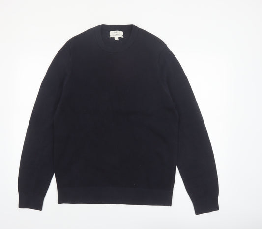 Marks and Spencer Men's Black Cotton Crew Neck Jumper L