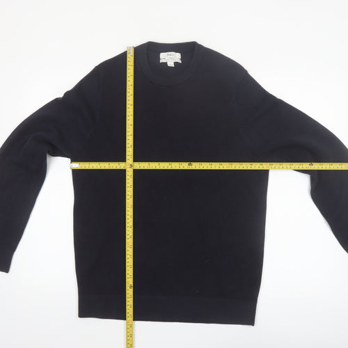 Marks and Spencer Men's Black Cotton Crew Neck Jumper L