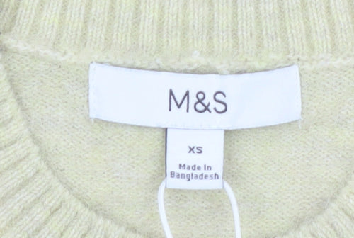 Marks and Spencer Women’s Beige XS Embroidered Short Sleeve Knit Jumper