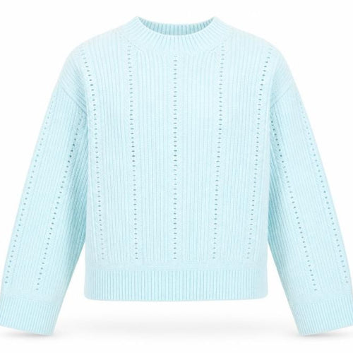 Marks and Spencer Women’s Blue Open Knit Mock Neck Jumper Size S