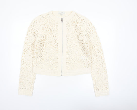 Marks and Spencer Women's Ivory Lace Crochet Zip Jacket S