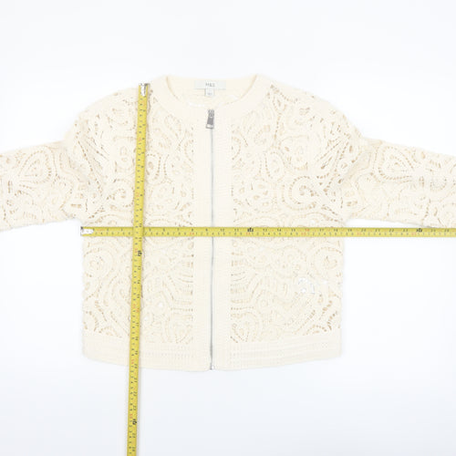 Marks and Spencer Women's Ivory Lace Crochet Zip Jacket S