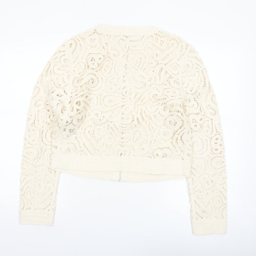 Marks and Spencer Women's Ivory Lace Crochet Zip Jacket S