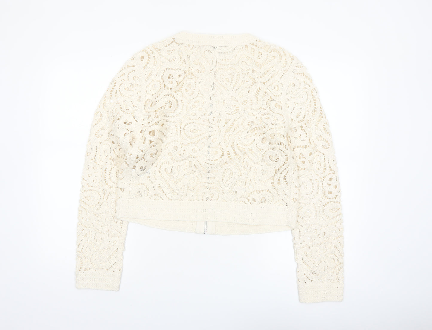 Marks and Spencer Women's Ivory Lace Crochet Zip Jacket S