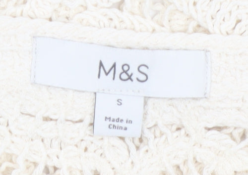 Marks and Spencer Women's Ivory Lace Crochet Zip Jacket S