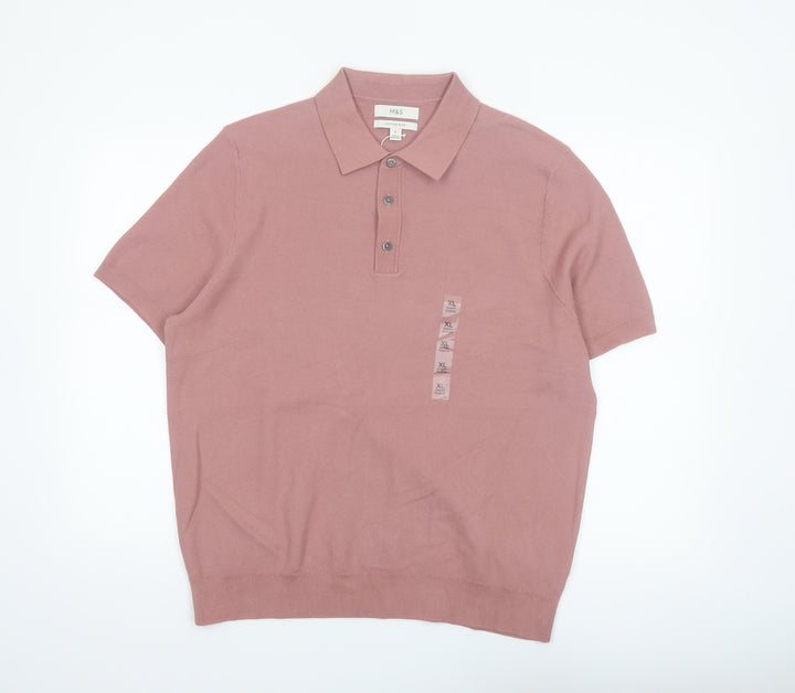 Marks and Spencer Men’s Pink Cotton Polo Shirt XL