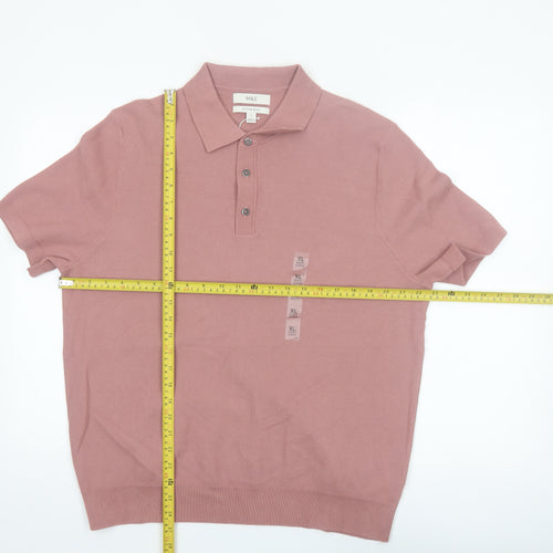 Marks and Spencer Men’s Pink Cotton Polo Shirt XL