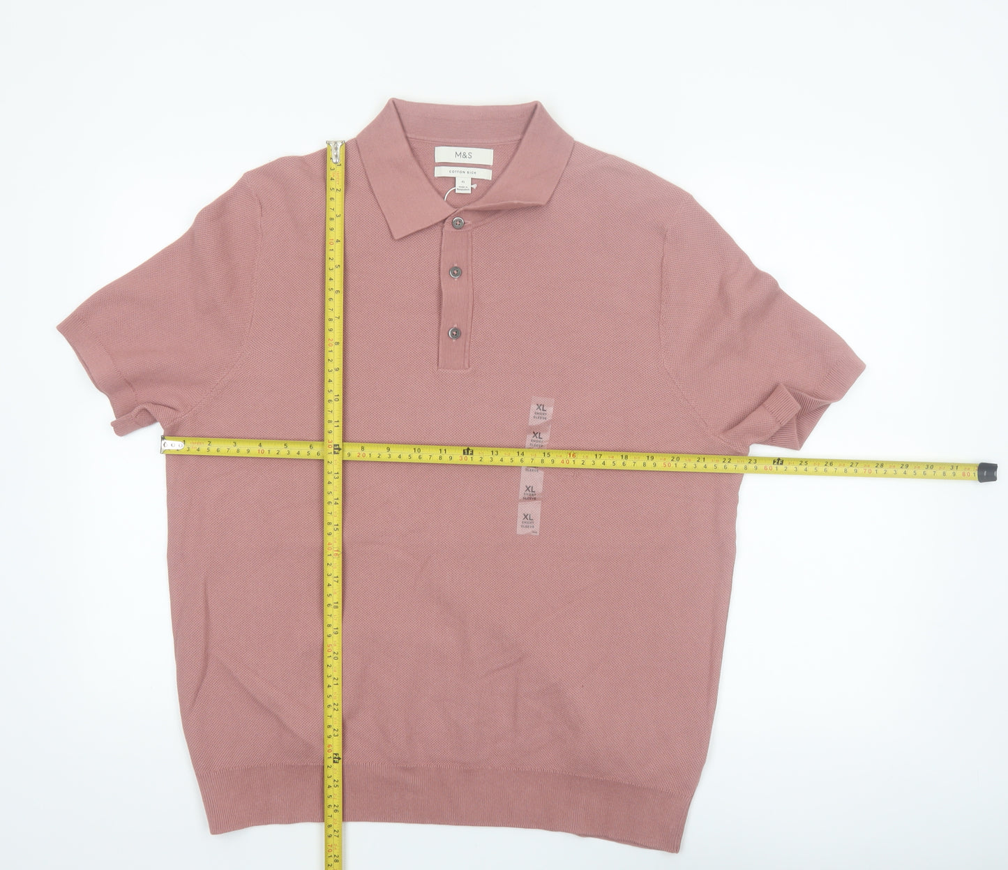 Marks and Spencer Men’s Pink Cotton Polo Shirt XL